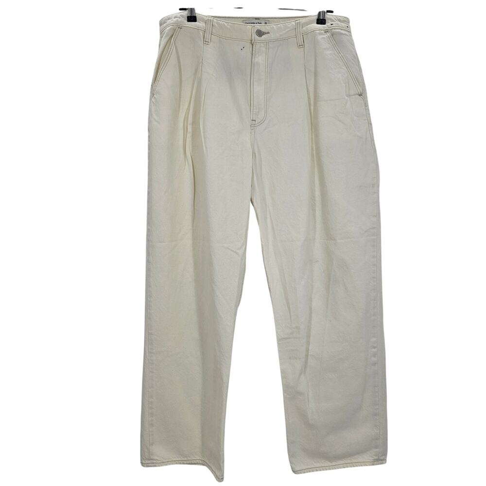 Abercrombie & Fitch Womans size 33 The Loose High Rise Denim Jeans White FLAWED